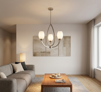 Elegant Silver 3-Light Frosted Glass Pendant (PL 7035-27-03-)