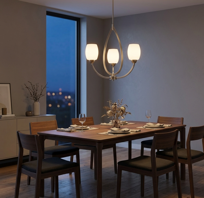 Elegant Silver 3-Light Frosted Glass Pendant (PL 7035-27-03-)