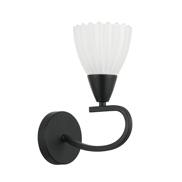 Decorative Wall Lamp – Silver/black with White Finish, E14 Base, Iron & Glass (PL 7036-14-01-)