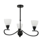 3-Light Pendant Lamp – E14 Base, Black/Silver and Iron & Glass Design (PL 7036-14-03-)