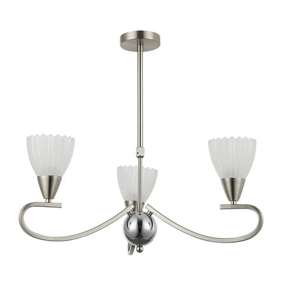 3-Light Pendant Lamp – E14 Base, Black/Silver and Iron & Glass Design (PL 7036-14-03-)