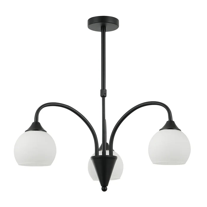 Silver/Black with White 3-Light Elegant Pendant Lamp (PL 7037-27-03-)