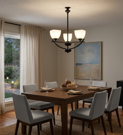Classic Black 3-Light Pendant Lamp with Frosted Glass (PL 7038-27-03-BK)