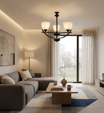Classic Black 3-Light Pendant Lamp with Frosted Glass (PL 7038-27-03-BK)