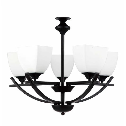 Elegant Black & White 5-Light Pendant Lamp (PL 7038-27-05-BK)