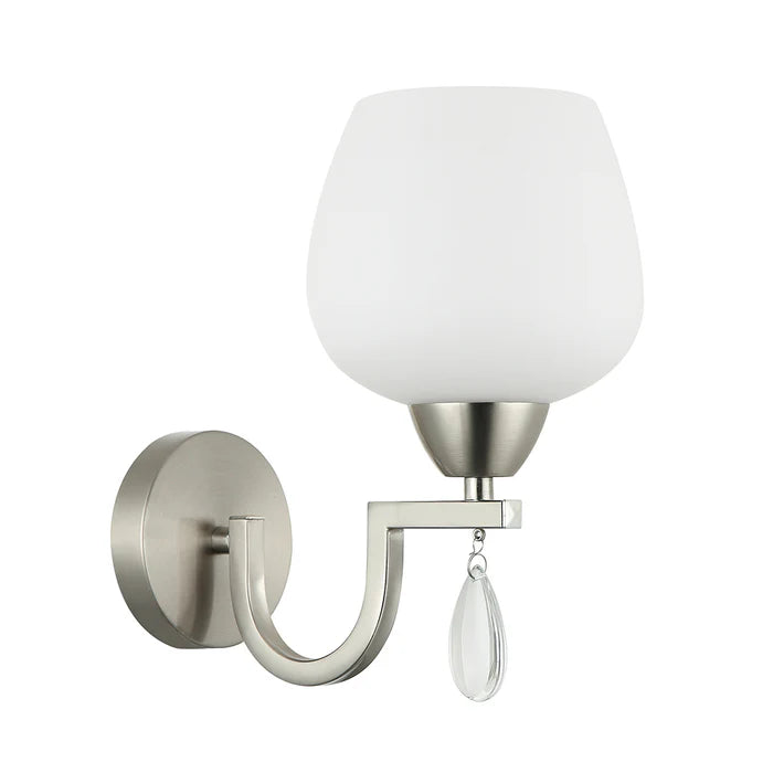 Elegant Silver Wall Lamp with Frosted Glass Shade (PL 7039-27-01-)