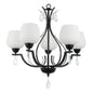 Elegant Silver/Black 5-Light Frosted Glass Pendant (PL 7039-27-05-)