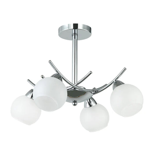 Elegant 4-Light Silver Pendant with Frosted Glass Globes (PL 7043-27-04-SI)