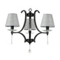 Elegant Black/Grey Pendant Lamp with Fabric Shades (PL 7045-14-03-BK)