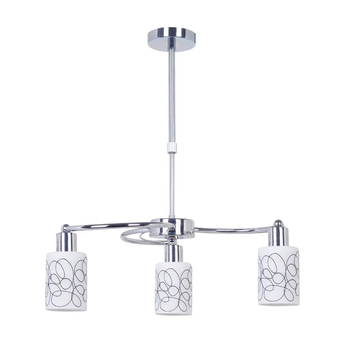 3-Light Pendant Lamp – Decorative Square Glass Shades (PL 7048-27-03-SI)