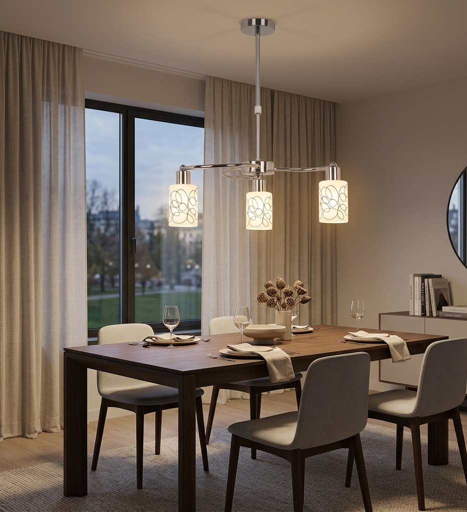 3-Light Pendant Lamp – Decorative Square Glass Shades (PL 7048-27-03-SI)