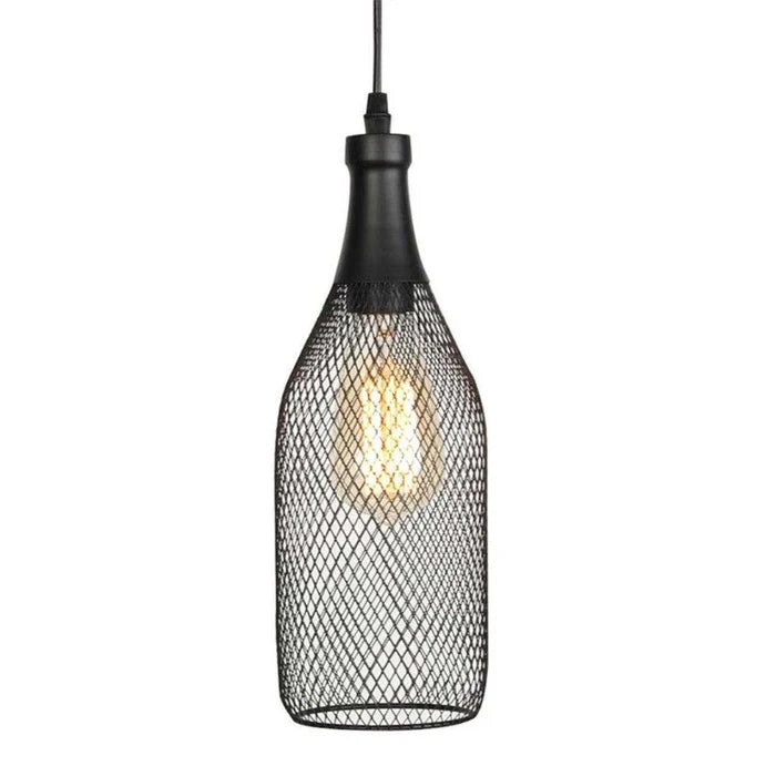 Wire Mesh Bottle Pendant Light (PL 7675-BK)