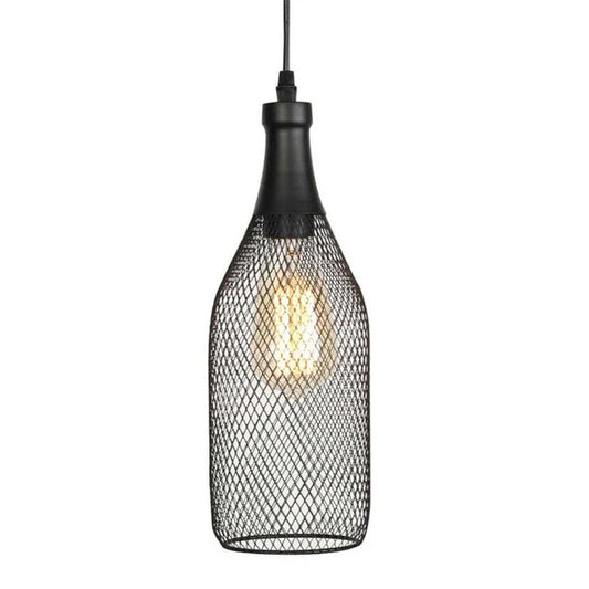 Wire Mesh Bottle Pendant Light (PL 7675-BK)