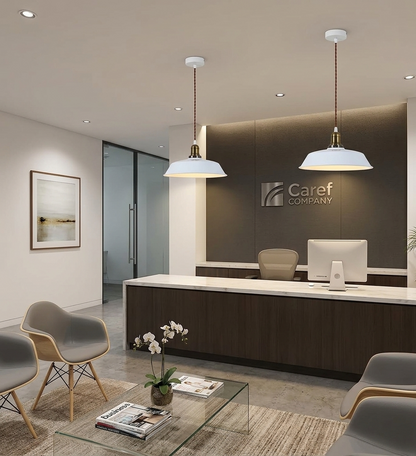 Contemporary White Deep-Dish Pendant Light (PL 7910-02-WH)