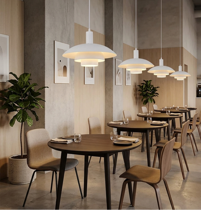 Scandinavian White Layered Dome Pendant Light (PL 7912-02-WH)