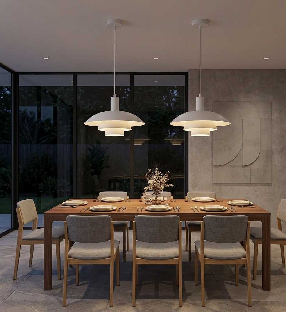 Scandinavian White Layered Dome Pendant Light (PL 7912-02-WH)