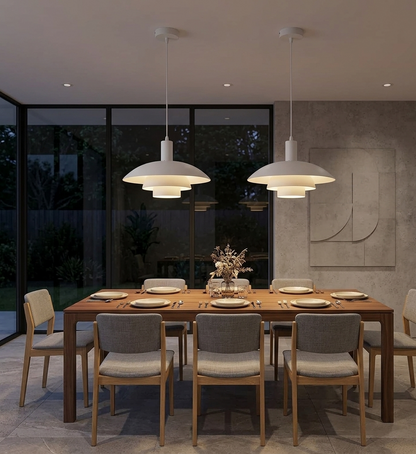 Scandinavian White Layered Dome Pendant Light (PL 7912-02-WH)