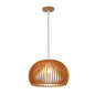 Natural Wooden Slatted Dome Pendant Light (PL WD25-01)