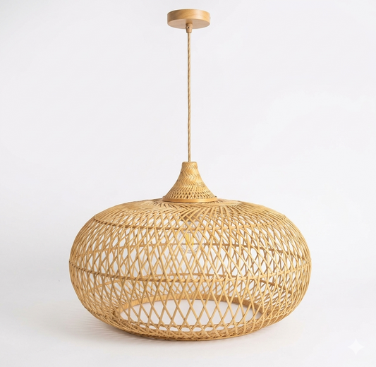 E27 Bamboo Pendant Lamp | Wood Color (PL WD25-22)