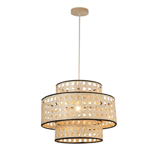 Bamboo Layered Pendant Lamp – Natural Wood Finish (PL WD25-24)