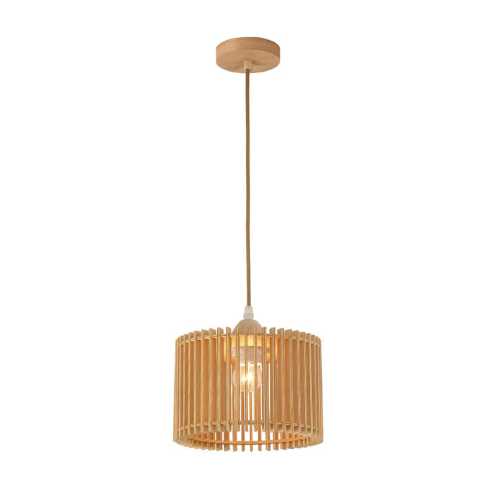 Wood Pendant Lamp – Compact Cylindrical Design, 22cm (PL WD25-31)