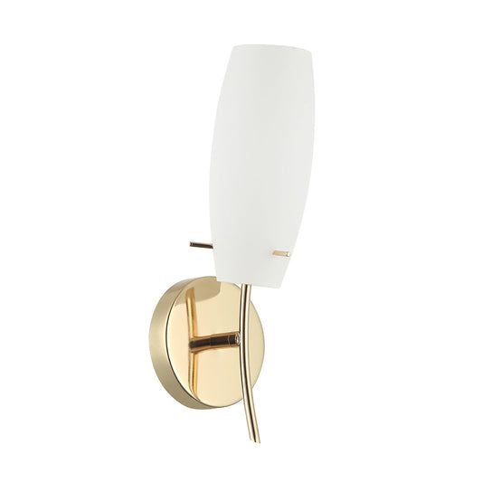 Golden Wall Lamp with White Glass Shade – E14, Iron & Glass (PL 7001-14-01)