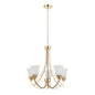 Golden 5-Light Chandelier with Curved Arms and Frosted Glass – E27 (PL 7005-27-05)