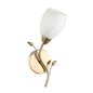 Decorative Golden Wall Light with Leaf Accent & Frosted Glass (PL 7012-27-01)