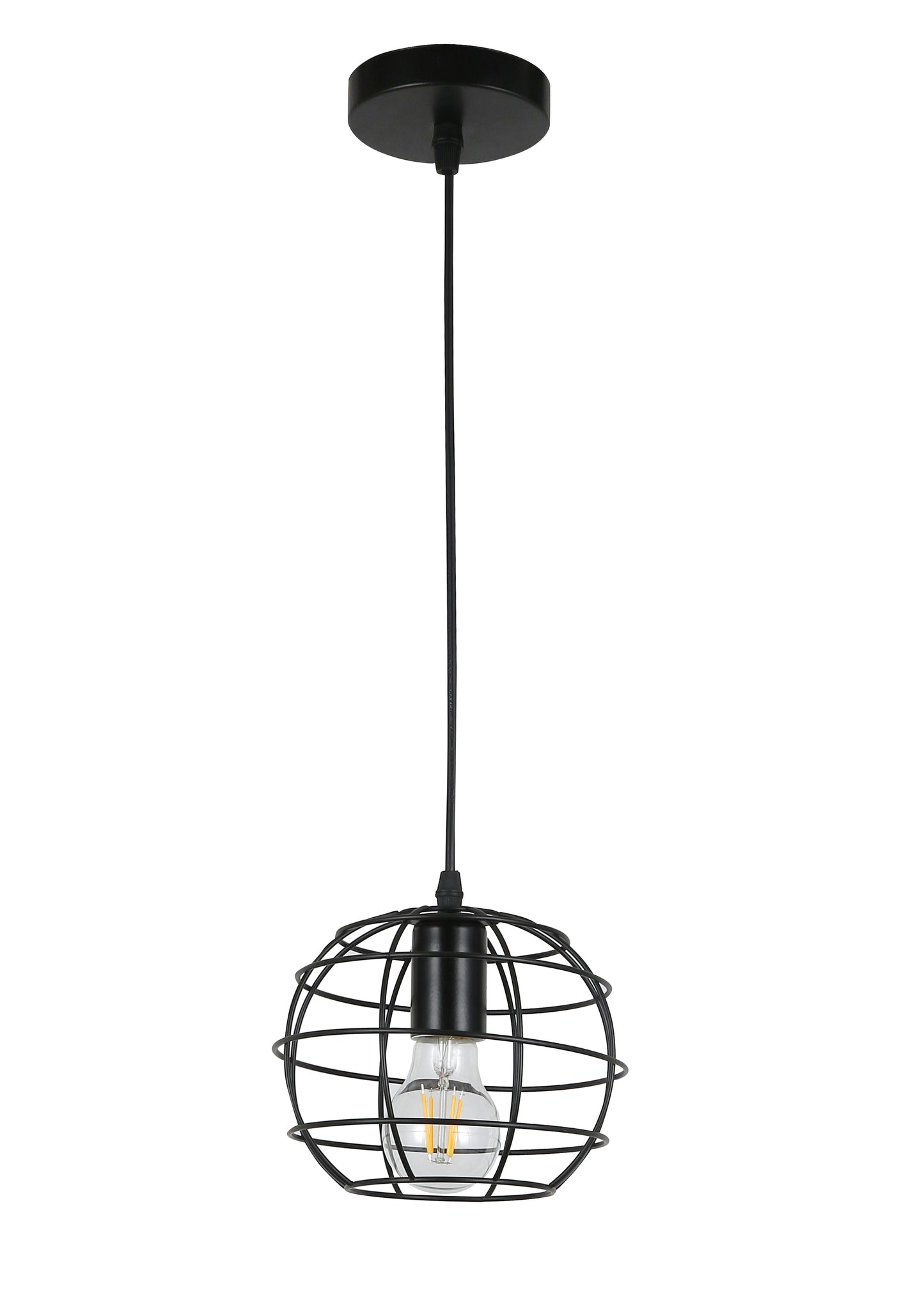 Retro Cage Pendant Light (PL 7160-02-BK)