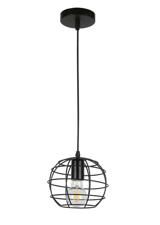 Retro Cage Pendant Light (PL 7160-02-BK)