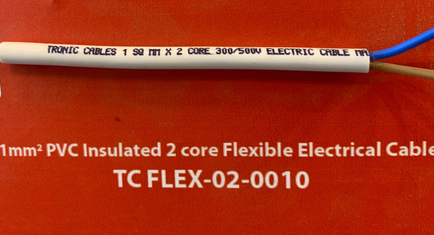 1mm 2Core Flexible Power Cable (TC FLEX-02-0010-)