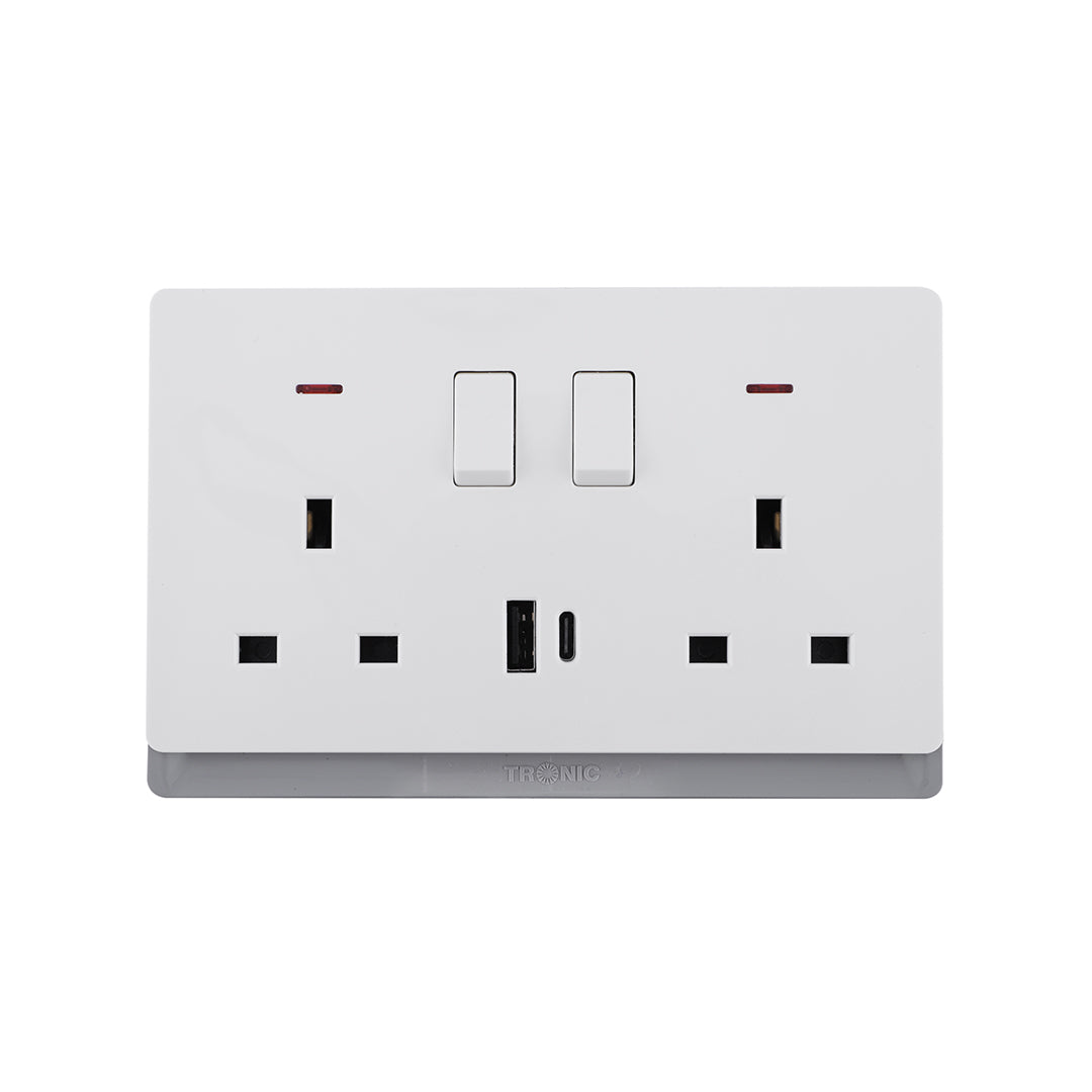 Premium Double Socket with USB-A & Type-C (TD 5213-UB-)