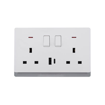 Premium Double Socket with USB-A & Type-C (TD 5213-UB-)