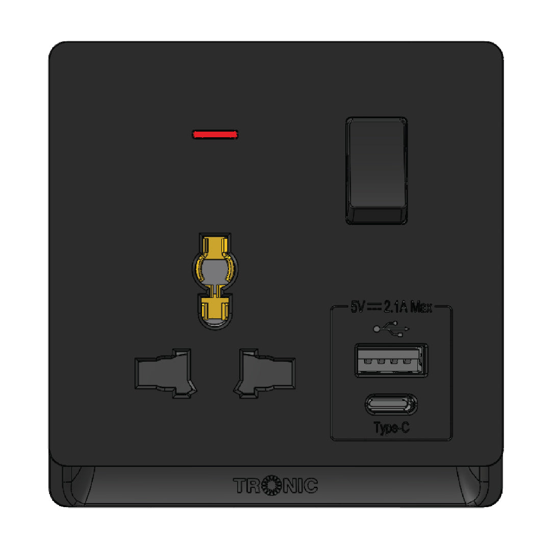 Premium Universal Single Outlet with USB | TD Range (TD 5113-UN-UB-GO)