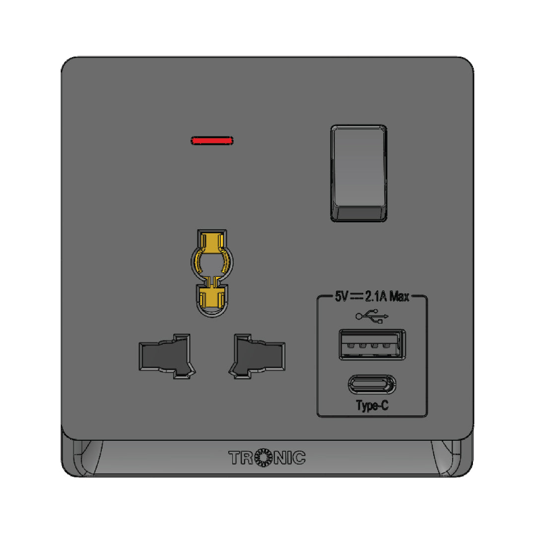 Premium Universal Single Outlet with USB | TD Range (TD 5113-UN-UB-GO)