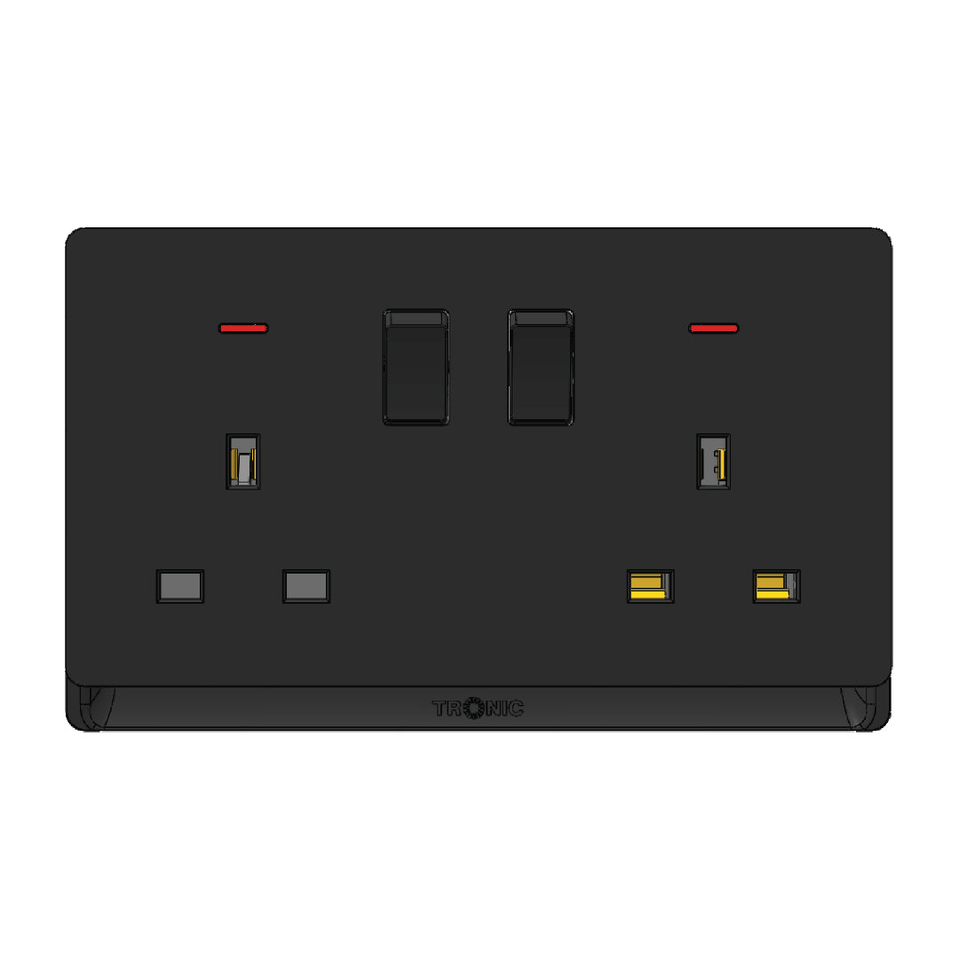 Premium 2-Gang Switched Socket with Neon - TD Range (TD 5213-NE-)
