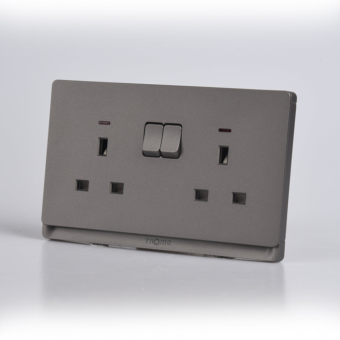 Premium 2-Gang Switched Socket with Neon - TD Range (TD 5213-NE-)