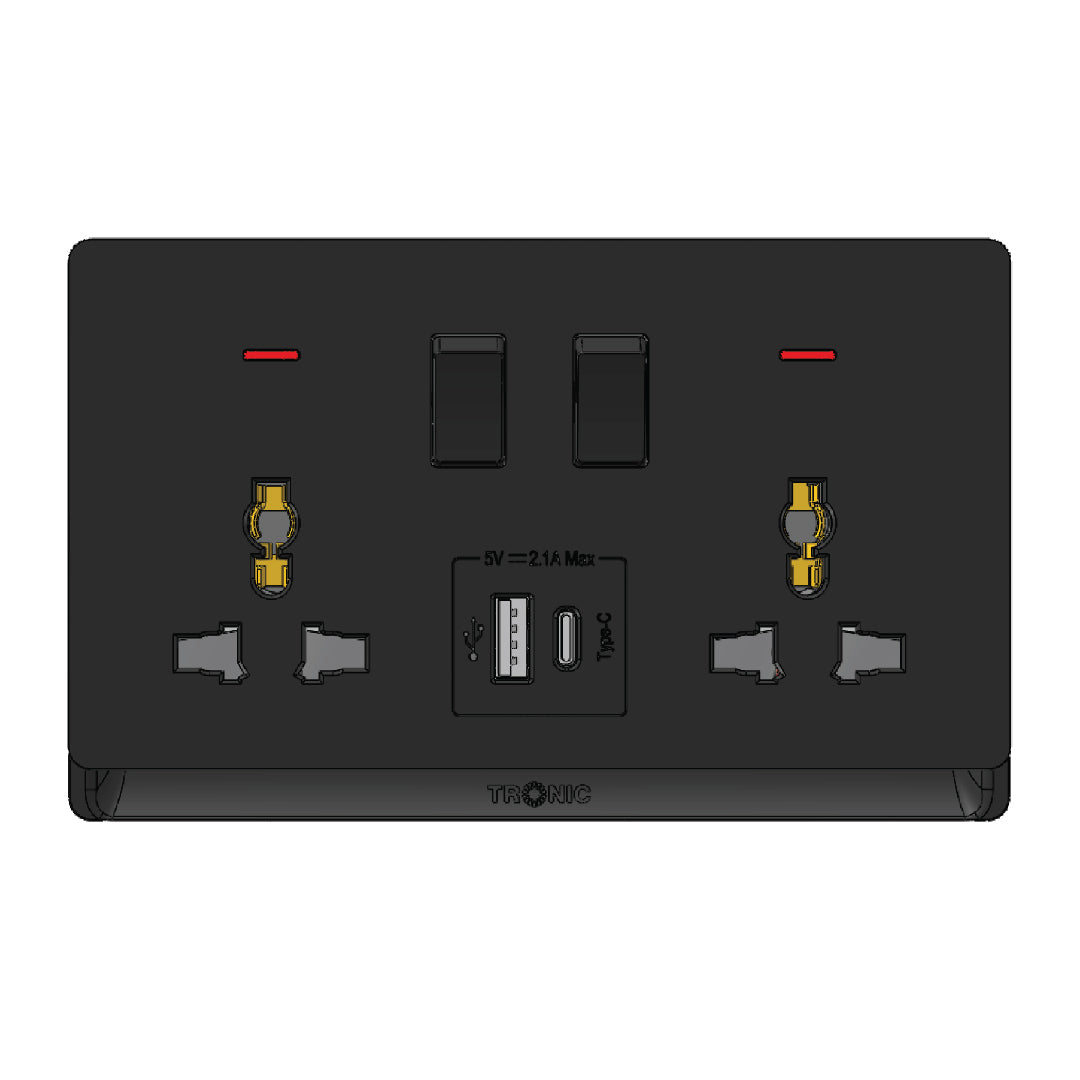 Premium Universal Double Outlet With USB | TD Range (TD 5213-UN-UB-)