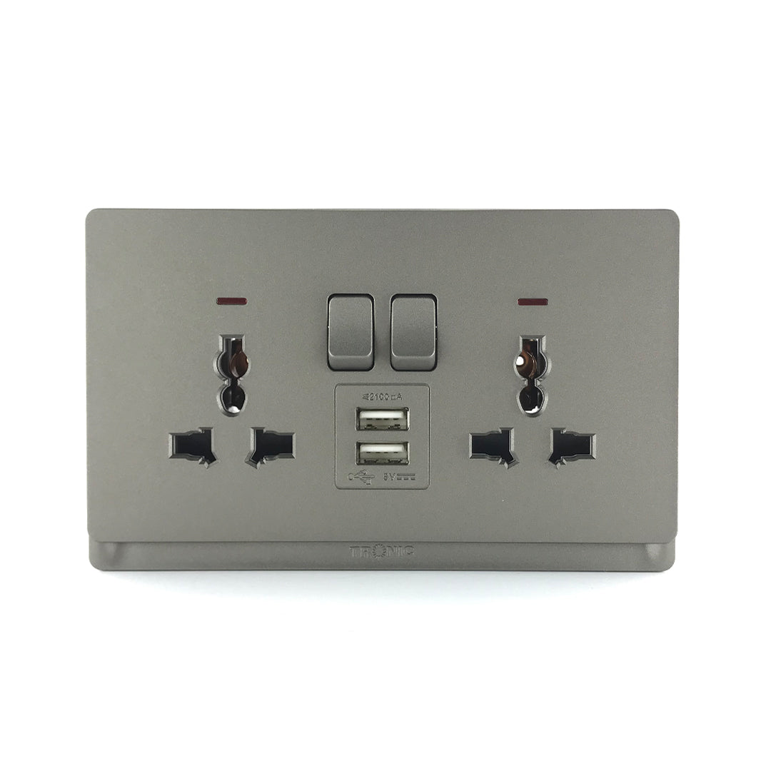 Premium Universal Double Outlet With USB | TD Range (TD 5213-UN-UB-)