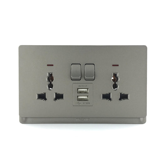 Premium Universal Double Outlet With USB | TD Range (TD 5213-UN-UB-)
