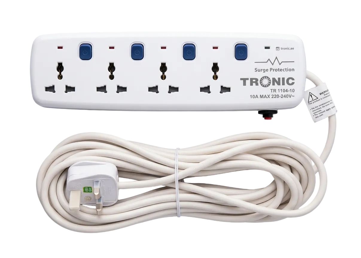 Surge Protection Extension Socket – 4 Gang, 10 Meters (TR 1104-10)