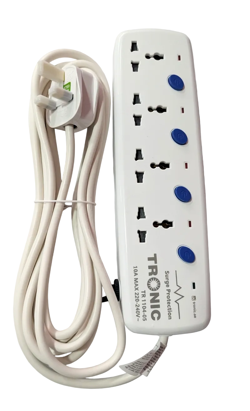 Surge Protection Extension Socket – 4 Gang, 5 Meters (TR 1104-05)