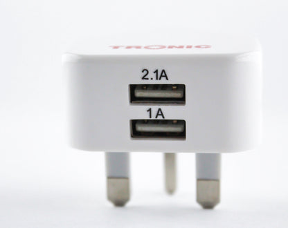 Twin USB 3 Pin Plug Adaptor 2.1Amp BS (UB WAL2)