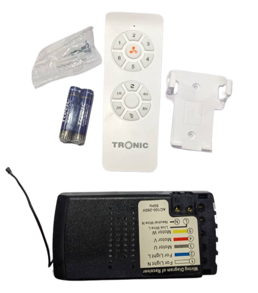 Power Supply And Remote W/Remote Wooden Fans White - DF WD56-BR-02-CO