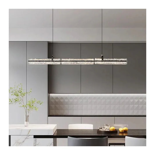 Modern Linear LED Pendant Light with Crystal Accents 36 Watt (WH 2024-36-15-TC)