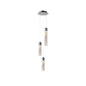 Modern 3-Light Pendant Fixture Chrome and Textured Glass Hanging Light (WH 2024-0503-13-TC)