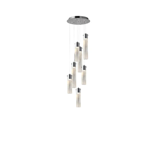 Modern Glass Cylinder Pendant Chandelier 7 Lamp (WH 2024-0507-13-TC)