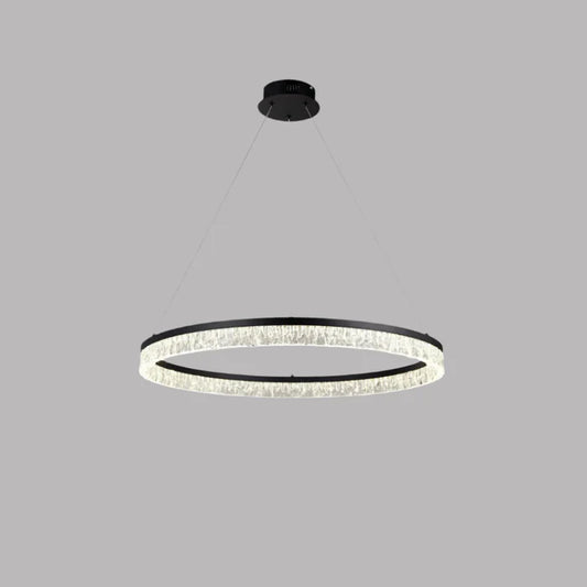 Modern Circular LED Pendant Light - Crystal Design (WH 2024-38-14-TC)