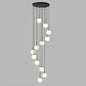 12-Globe Spiral Pendant Chandelier with Matte Black Finish