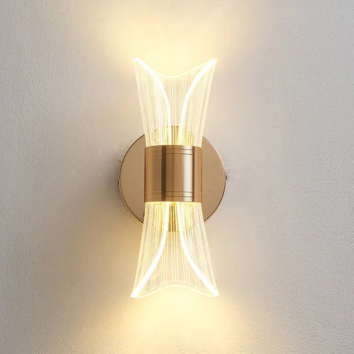 Golden Beam Halo Wall Light with Clear Acrylic Detailing (WH 2511-GO-TC)